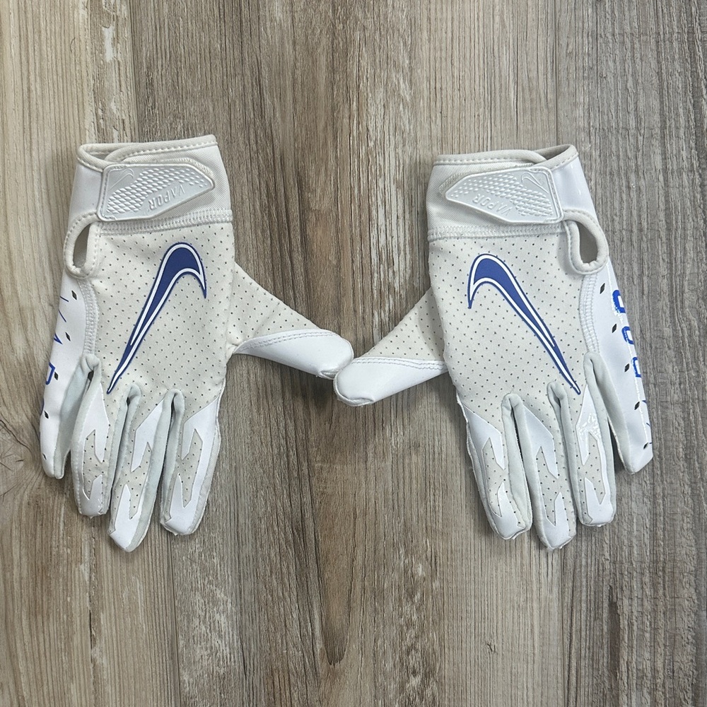 Nike Vapor football gloves White and Blue Youth Small